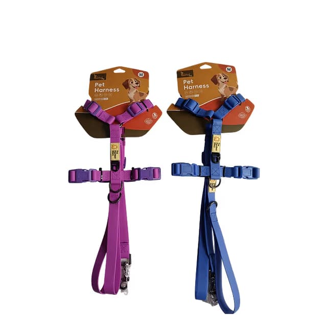 Pawfect Solid-color PVC waterproof style pet 工-shaped Harness+Leash Set